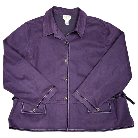 Women's TALBOTS Purple Jacket Stretch Velvet Trim- Size‎ 24W - Picture 1 of 7